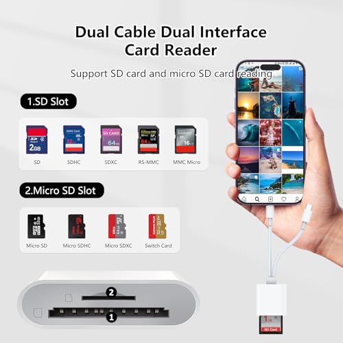 SD Card Reader for iPhone USB C, Sd Card Reader USB C Dual Interface iPhone Sd Card Adapter,Card Reader for Computer Computer/MacBook/Android/Usbc Laptop Sd/Tf/Sim sd Card Reader for Android - size: 2IN2 SD Card Reader
