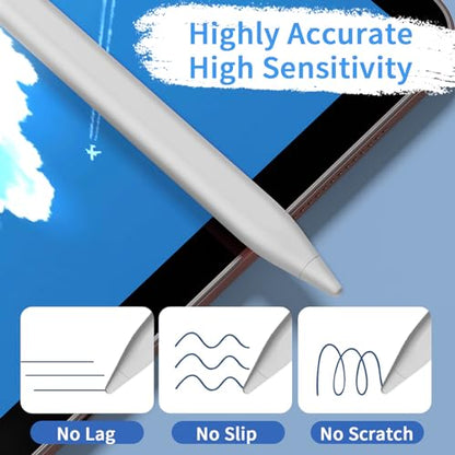 Stylus Pens for Touch Screens, Universal Fine Point iPad Pencil with Magnetic Adsorption Compatible with iPhone/iPad/Samsung/Android/Tablet & Other Touch Screens (White) - color: white