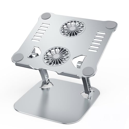 Aluminum Alloy -Layer Folding Notebook Holder with Built-in Fan Heat Dissipation Bracket(White-Fruit peach5) - color: white-Fruit peach5