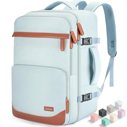 40L Travel Backpack, Flight Approved Carry On Laptop Backpack | Water-resistant, Personal Item Travel Bag, Fits 15.6/17.3 inch Laptop, Hiking, Camping, Business, Commute, Men & Women - color: Blue, size: Large
