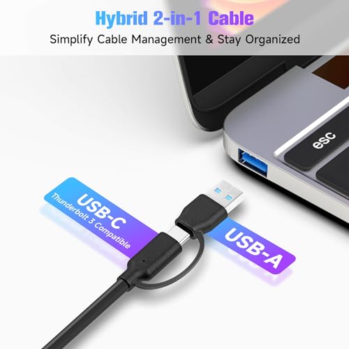 RSHTECH 7-Port Powered USB C Hub 10Gbps with 3 USB 3.2, 4 USB 3.0 Ports + 4 Ports USB A/USB C Hub 10Gbps