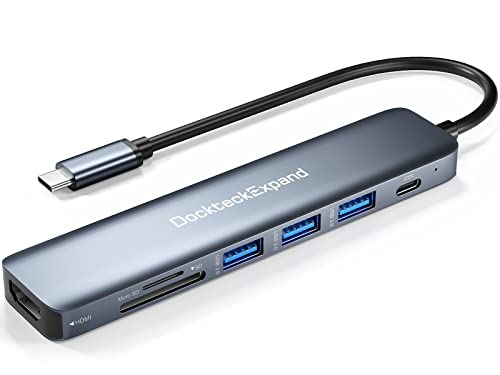 USB C Hub DockteckExpand 7 in 1 USB-C Multiport Adapter | 4K HDMI 100W PD 3 USB 3.0 Ports SD/TF Card Reader for MacBook Pro/Air iMac iPad Pro Surface Pro 7/8 XPS HP and More - color: 7 IN 1 (3 USB)