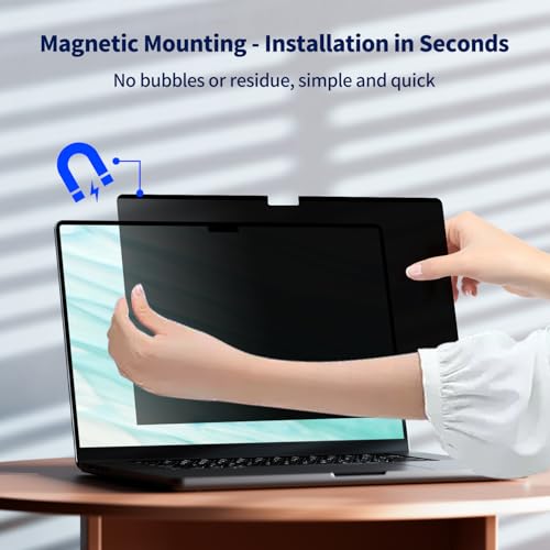 Magnetic Laptop Privacy Screen 15.6" 16:9, Anti-Glare & Blue Light Filter | Removable, Matte finish, Anti-glare, Anti-bubble, Anti-spy, Blocks blue light, High definition clarity, Scratch resistant - size: 15.6 Inch 16:9 Laptops