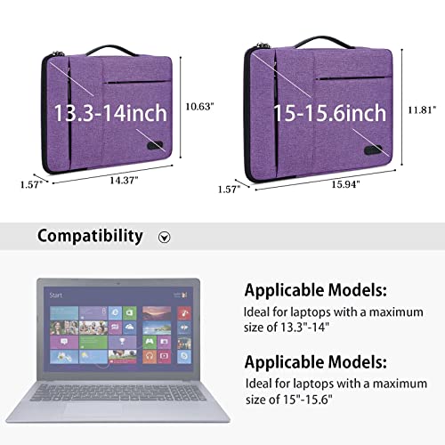 Laptop Sleeve Case 13.3-14 Inch Waterproof Durable 360 Protective Carrying Case Portable Handle Business Briefcase Compatible with MacBook Air/Pro HP ThinkPad Notebook Purple
