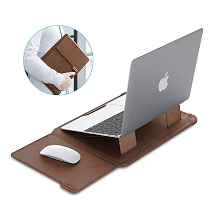 Nillkin Laptop Sleeve 13 inch (3-in-1), MacBook Sleeve with Adjustable Stand & Mouse Pad, 2 Stand Modes, 13 inch Laptop Case, Slim MacBook Accessories for Samsung/Surface/Chromebook/HP 12-14'', Brown - color: Brown