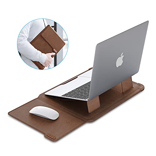 Nillkin Laptop Sleeve 15.6 inch, MacBook Sleeve with Adjustable Stand & Mouse Pad, 2 Stand Modes, 15 inch Laptop Case, Slim MacBook Accessories for Samsung/Surface/Chromebook/HP 13-15.6 inch, Brown - color: Brown