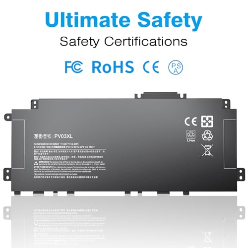 PV03XL HSTNN-LB8S Laptop Battery Compatible with HP Pavilion x360 13-BB 13-BB0000 14-DV 14-DK 14-DW 14M-DW 14-dv0xxx 14m-dw0xxx 14M-DW0023DX L83393-005 Series L83388-421 M01144-005 L83393-005 - color: Black09