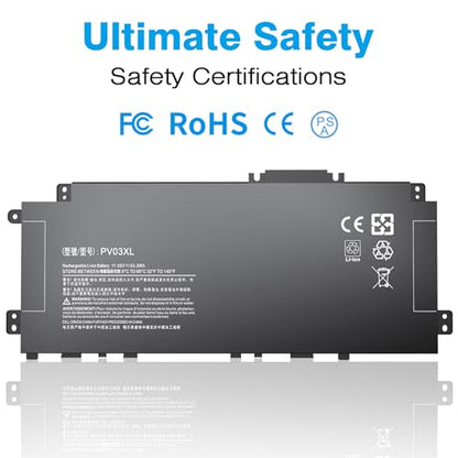 PV03XL HSTNN-LB8S Laptop Battery Compatible with HP Pavilion x360 13-BB 13-BB0000 14-DV 14-DK 14-DW 14M-DW 14-dv0xxx 14m-dw0xxx 14M-DW0023DX L83393-005 Series L83388-421 M01144-005 L83393-005 - color: Black09