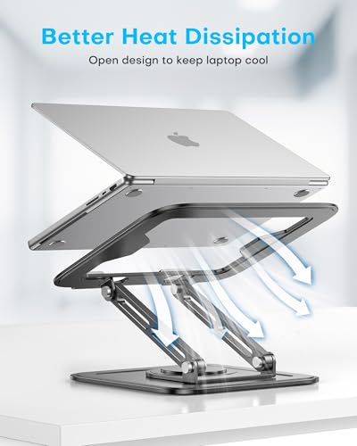 LOXP Adjustable Laptop Stand, Computer Stand with 360 Rotating Base | Ergonomic Laptop Riser Mount for Desk Foldable Protable Computer Desk Fits with MacBook Pro Air - color: Classic Black