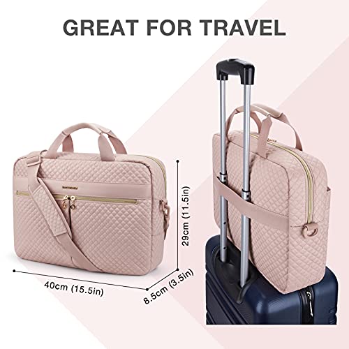 BAGSMART Laptop Bag, 15.6/17.3 Inch Briefcase for Women Large Laptop Case Computer Bag Office Travel Business, Pink - color: Pink, size: 15.6 Inch