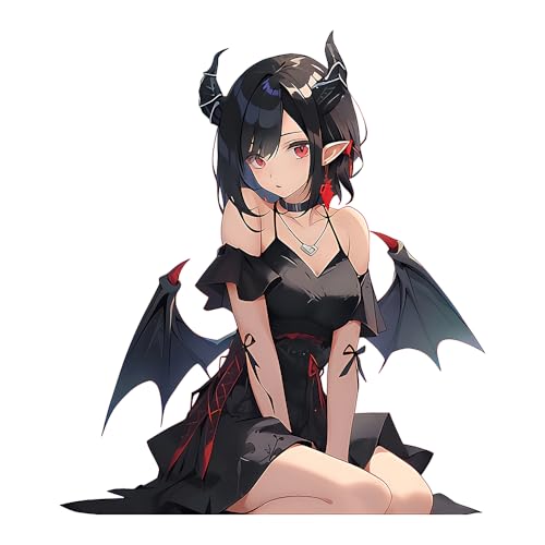 5.1" Devil Kawaii Girl with Wings Sitting Anime Car Decals Auto Body Laptop Windshield Trunk Lid Accessories Stickers (A) - color: A