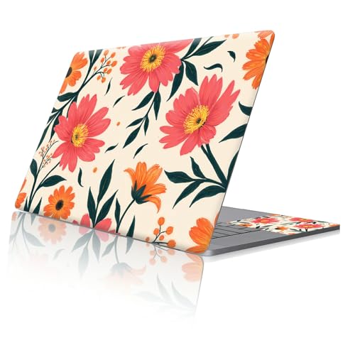 Reusable Universal Laptop Skin Sticker, Cut to Fit for 11.6–15.6 Inch Laptops, Waterproof Protective Film, No-Residue - Coral Flowers - color: Coral Flowers