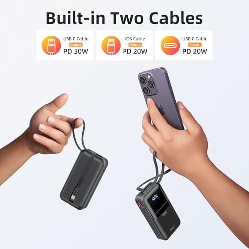 Selore&S-Global 3 in 1 Portable Phone Charger 10000mAh and PD 30W Fast Charging Portable iPhone Charger 10 000mAh