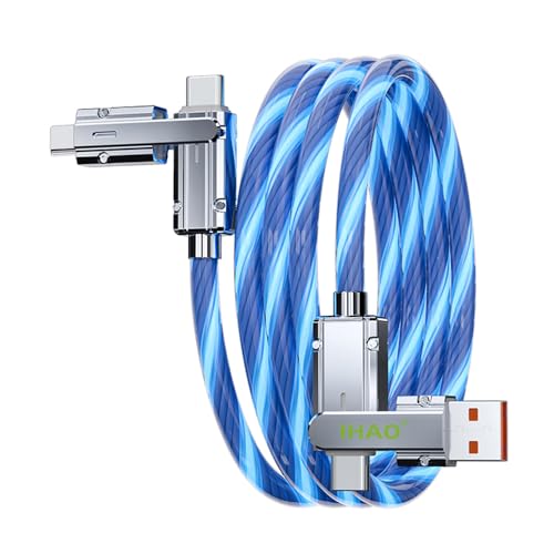 IHAO Multi Connectors Fast Charging Cable 4 Combinations in One Cable USB A/USBC to USBC Cord Lighted Up LED Flowing Compatible with Most of Electric Device-39 Inches Blue - color: 4 Combinations Blue