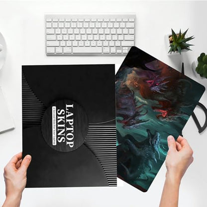 Universal Laptop Skin Sticker with 2 Wrist Pad Skins, Waterproof Scratch Resistant Vinyl Laptop Cover Decal, Cut to Fit for 11–15.6 Inch MacBook HP Dell Lenovo, Fierce Dragon - color: Fierce Dragon