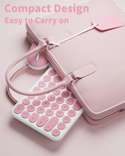 Wireless Keyboard Mouse Combo, mini Quiet Keyboard (Pink White) | 78 Keys Portable Ultra-Thin Keyboard for Laptop, Computer, PC, Notebook, Tablet, Windows, Mac OS - color: PINK WHITE