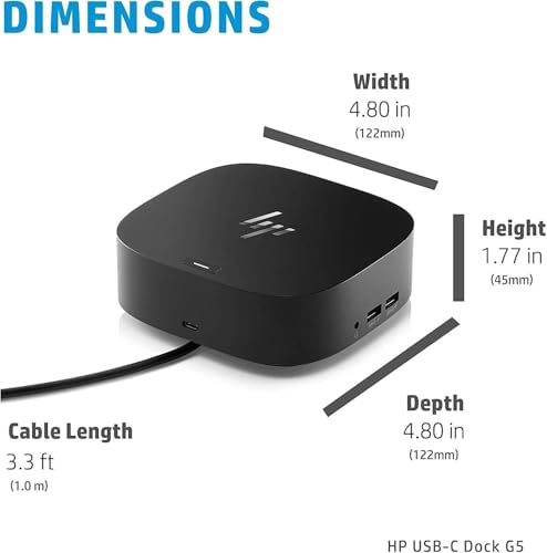 HP USB-C Essential Dock G5 Docking Station with 100W Power Delivery | HDMI,DisplayPort, Audio, USB-C, Includes Dockztorm Hub – (Renewed)