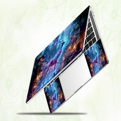 Laptop Skin Sticker Decal, Universal Reusable Vinyl Laptop Cover for 12" 13" 13.3" 14" 15" 15.4" 15.6" Notebook PC, Waterproof Scratch-Resistant with 2 Wrist Pads, Easy to Apply & Remove,Art Deer - color: Art Deer