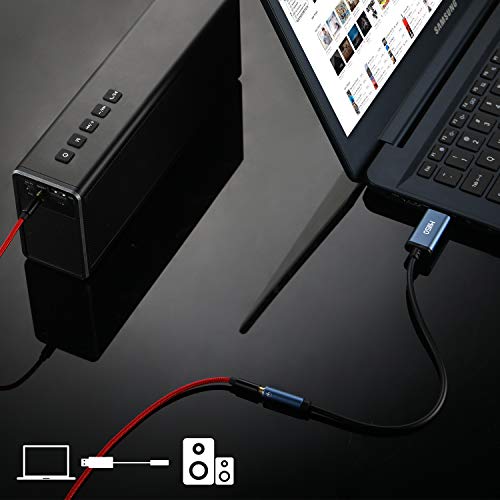 MillSO USB to 3.5mm Audio Jack Adapter, Sapphire Blue TRRS USB to AUX Audio Jack External Stereo Sound Card for Headphone, Speaker, PS4, PS5, PC, Laptop, Desktops - 1 Feet - size: 1 Feet