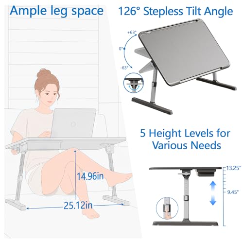 2 Pack Lap Desk Bundle, Cushioned Lap Pad & Adjustable Foldable Laptop Bed Tray, Fits Up to 17 Inch Laptops for Bed Couch Dorm