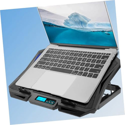 KOMBIUDA Laptop Cooling Pad with 6 Quiet Fans 15.6-inch Adjustable Speed Blue Light USB Powered Laptop Stand Cooler for Gaming and Office Use