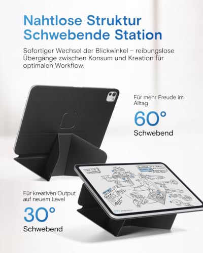 MOFT Dynamic Folio Tablet Stand for Desk Compatible with iPad Pro 11" (4th 2022 | 3rd 2021 | 2nd 2020), Slim Magnetic Tablet Holder Case with 20+ Viewing Angles, Jet Black - color: Jet Black, size: iPad Pro 11"(4th 2022/3rd 2021/2nd 2020)