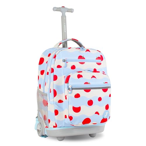 J World Sundance Laptop Rolling Backpack for Girls Boys. Roller Bookbag with Wheels, 20 Inch, Floating Apple - color: Floating Apple