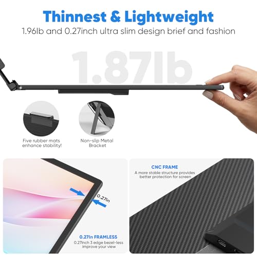 Laptop Screen Extender, 14” FHD 1080P Portable Monitor for Laptop, 0.27" Ultra-Thin Display with 100% sRGB, Dual Screen Extender for 13–17” Laptops, Plug & Play for Windows/Mac/Chrome/Android - size: 14“ Double Screen Extender