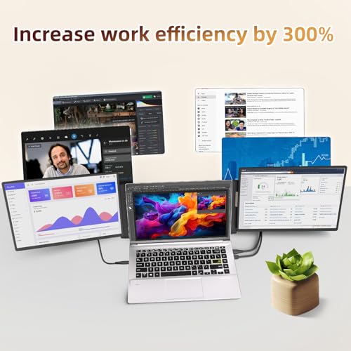 Laptop Screen Extender 2.5K Monitor - 16" Double Portable Monitor 2560x1600P QHD 100% sRGB IPS 235° Rotation Detachable Screen Design Extra Compatible with Mac Wins Dex Chrome Fits 13"-17" Laptops - size: 16" Screen Extenders