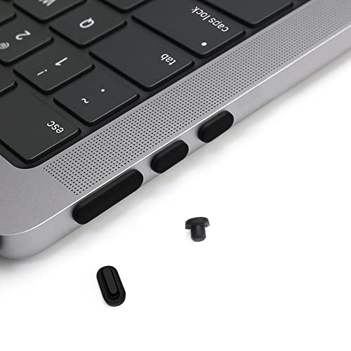 ProElife 7-Pcs Anti Dust Dirt Plug for MacBook Air 15 M5 Accessories, Black | Protective Laptop Silicone Anti Dirt Protective Cover, Durable & Reusable, Custom Fit Design, Easy to Apply and Clean - color: Black