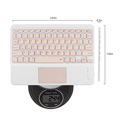 Ultra Slim Wireless Bluetooth Keyboard with Touchpad for iPad, Rechargeable 10'' QWERTY Layout Portable Wireless Keyboard for iPad Pro/Air/Tablet, and Other iOS Android Windows Devices(Pink) - color: pink