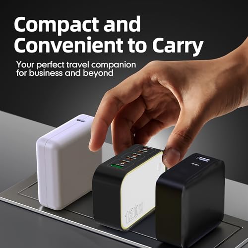 120W GaN USB C Charger, 6-Port Fast Charging Block with Night Light, PD 100W Wall Charger for MacBook Pro/Air, iPhone 17/16/15 Series, iPad, Laptop - Ultra-Compact Travel Charger for Home and Office