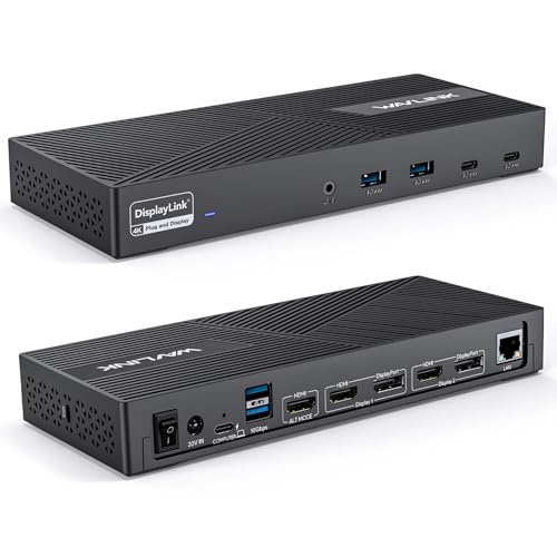 WAVLINK USB-C Triple Monitor Docking Station, 3 * 4K@60Hz for MacBook M1-M5/Neo & Windows – 100W PD, 3×HDMI/2×DisplayPort, 6x10Gbps USB Ports, Gigabit Ethernet, Ideal for Workstation & Home Offic