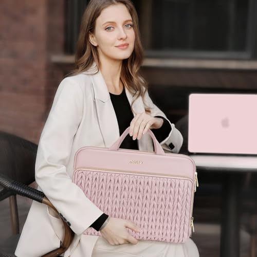 MOSISO Laptop Case 16 inch, 15-15.6 inch Laptop Sleeve, Pink | Compatible with MacBook Pro 16 M5 M4 M3 M2 M1, HP Dell Acer Lenovo ASUS Notebook, Wheat Ear Quilted Bag with Handle&Pocket - color: Pink, size: 16 inch