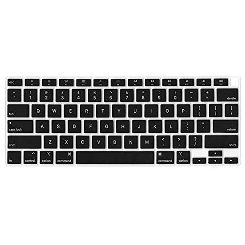 Se7enline Compatible with MacBook Air 13 inch 2018/2019/2020/2021/2022/2023/2024 Keyboard Cover M1 A2337/A2179 Soft Silicone Protective Skin Protector for MacBook Air 13-inch Touch ID US Layout, Black | Silicone Waterproof Dustproof Durable Washable Lapto