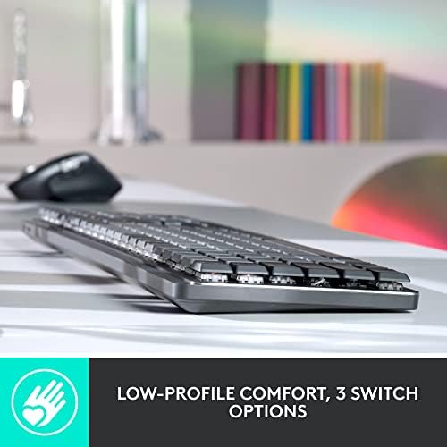 Logitech MX Mechanical Mini Wireless Illuminated Keyboard, Linear Switches, Backlit, Bluetooth, USB-C, macOS, Windows, Linux, iOS, Android, Metal - size: Compact, style: Linear (smooth typing)