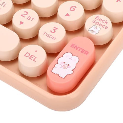 Wireless Numeric Keypad 18 Keys Bluetooth and 2.4G Number Pad with Ergonomic Concave Keycaps and Fade Print for Laptop Desktop Accounting Data Entry Spreadsheets (Milk Tea Color) - color: Milk Tea Color