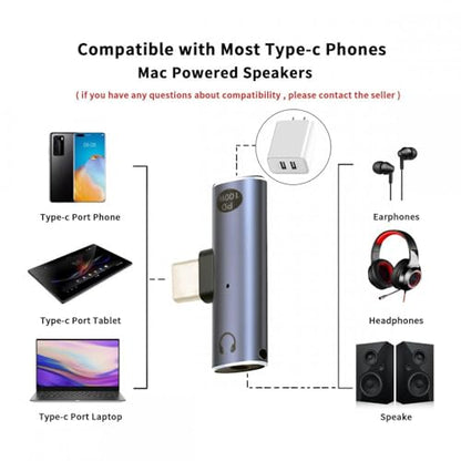 CY Audio Adapter USB-C Type-C to 3.5mm Audio DAC AUX Music 16bit 48kHz & 100W PD Power Adapter for Laptop Tablet Phone - style: USB-C to DAC 3.5mm 48kHz & PD
