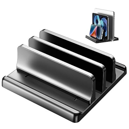 EAXBUX 4 in 1 Vertical Laptop Stand Holder,Adjustable ABS Plastic Desktop Notebook Dock,Vertical Laptop Stand Space-Saving for All MacBook/Surface/Samsung/HP/Dell/Chrome Book - size: 2-Slot