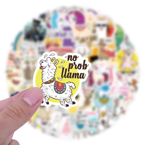 60pcs Funny Llama Stickers, Cute Animal Alpaca Decals Llama Theme Laptop Sticker Waterproof Vinyl Bottles Stickers for Computer Phone Motorcycle Mexican Camel Theme Party（Alpaca） - color: Alpaca