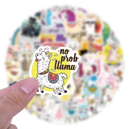 60pcs Funny Llama Stickers, Cute Animal Alpaca Decals Llama Theme Laptop Sticker Waterproof Vinyl Bottles Stickers for Computer Phone Motorcycle Mexican Camel Theme Party（Alpaca） - color: Alpaca