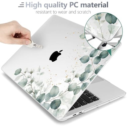 Batianda LumiArt Case for MacBook Pro 13 inch 2020 2022, Greenery Leaves | Fits Model A2338 M2 M1 A2251 A2289,1.2mm Slim Lightweight Hard Shell Cover, Scratch Resistant,4-in-1 Accessories Bundle - color: Greenery Leaves