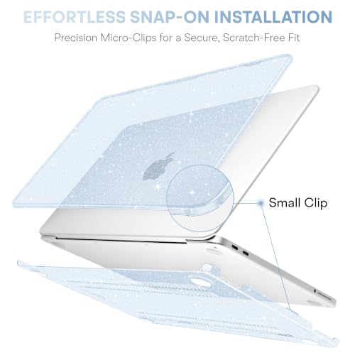 May Chen Compatible with MacBook Neo 13 inch Case 2026 Model A3404, Plastic Hard Shell,Keyboard Cover,Screen Protector,Dust Plug, for MacBook Neo 13" with A18 Pro Chip, Glitter Blue - color: Glitter Blue