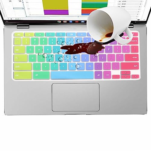 Keyboard Cover for ASUS Chromebook CX1 CR1 CX1100 CX1101 CX1102 CX1400, Chromebook C523NA C434 C433 C433TA C425TA C423 C403 C302 C302CA C223 C214 11.6" 14"(NOT FIT C436 C434 CX1700 CX3 CX34 CX5 CX9) - color: Rainbow