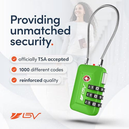 TSA Accpeted Luggage Travel Lock, Set-Your-Own Combination Lock for School Gym, Golf Bag, Locker, Luggage Suitcase Baggage Locks, Filing Cabinets, Toolbox, Case (Green, 2 Pack) - color: Green 2-Pack