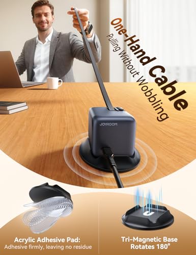 JOYROOM 5-in-1 USB C Charging Station, 140W Ultra-Fast 5-Port Desktop Charger with Dual Retractable 100W USB-C Cables (2.6ft), 1.54” Smart LCD Power Display for MacBook, iPhone, Home & Office