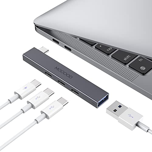 MOGOOD USB C Hub USB C Splitter for Laptop(Monitor NOT Supported),Type C Multiport Adapter with 60W Power Delivery for MacBook Quest3(Would't Charging Over 60W) - color: Black
