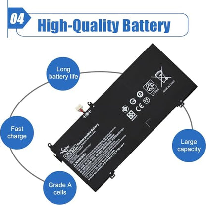 CP03XL Laptop Battery for HP Spectre x360 13 Convertible PC 13-ae000 | 11.55V 60.9Wh 5275mAh, Compatible with Spectre x360 13-ae013dx 13-ae015dx 13-ae052nr Series, HSTNN-LB8E 929066-421 929072-855 - size: 10.28*1.41*0.28 inch CP03XL