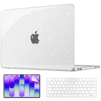 AKIT for MacBook Neo 13 Inch Case 2026 Model A3404, Clear | Anti-Scratched Protective Glitter Hard Shell, 2 Keyboard Covers Included, Screen Protector Included - color: Glitter Clear