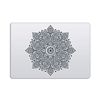 Black Mandala Laptop Sticker - Waterproof White Vinyl Decal Compatible with MacBook Air/Pro 13 & 15 inch - Cosmic Noir Design for Enhanced Style on Computer Laptops - color: Black on White Material (for Darker Laptop)